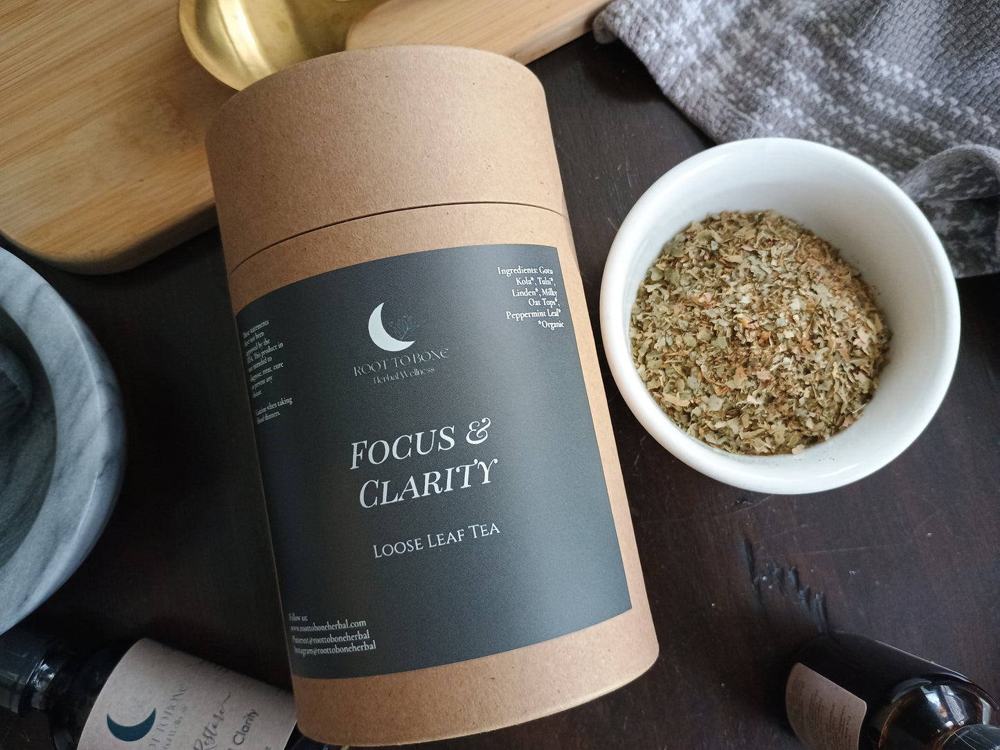 loose leaf herbal tea helps one to focus and study, cognitive brain health, alternative to coffee light and refreshing