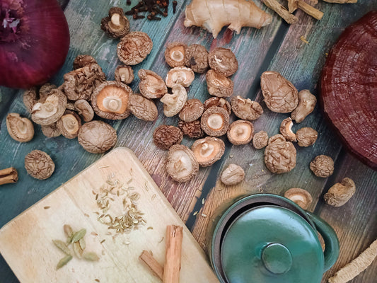 Mushrooms , fennel, and other herbs 